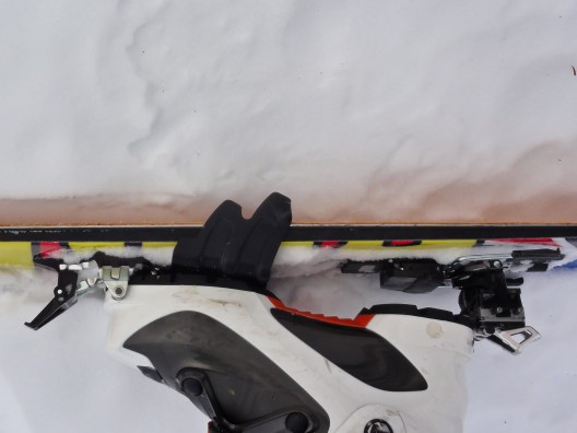 Ski crampons improve traction on frozen crusty slopes - the difference between skis on and skis off