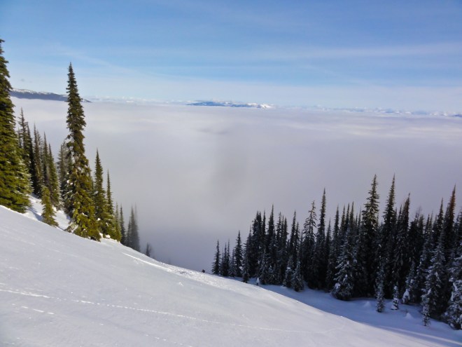 Here you can see Rob descending into the clouds. We had to stop there because visibility was so bad you couldn't see the ground you're standing on.
